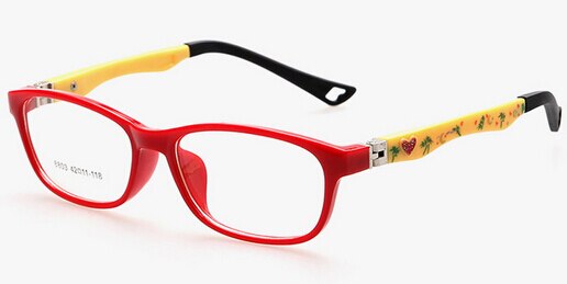 Montura óptica para niños, gafas para niños, montura óptica para niñas, transparente, graduadas, flexibles, TR, 8803: C4 Red Yellow