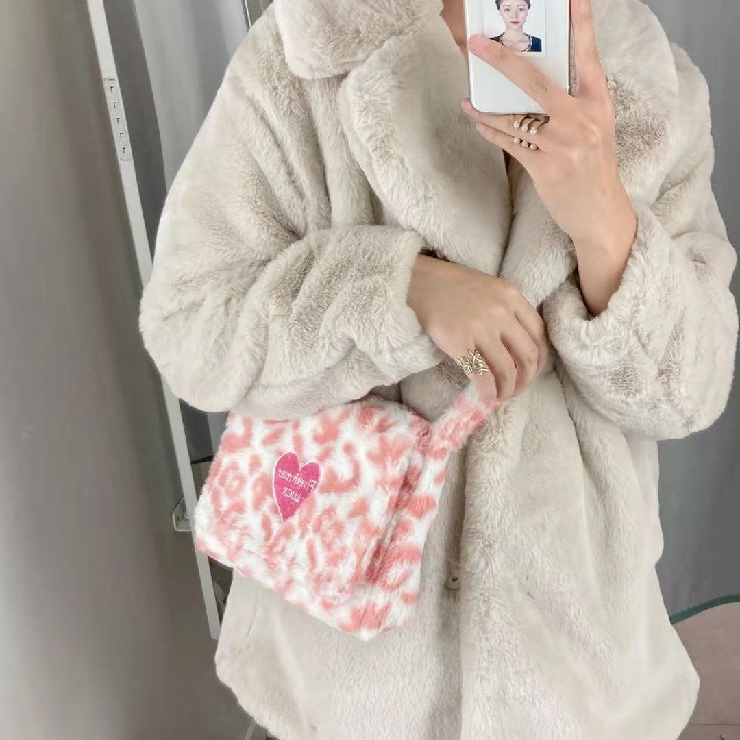 Leuke Luipaard Print Vrouwen Furry Schouder Crossbody Bag Zachte Pluche Cool Meisjes Messenger Tassen Dames Portemonnee Handtassen