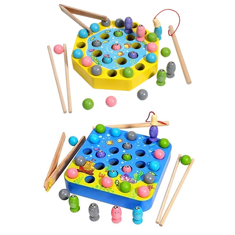 Houten Magnetische Vissen Speelgoed Met Pole Clip Eetstokjes Educatief Party Play Spel Voor Kinderen