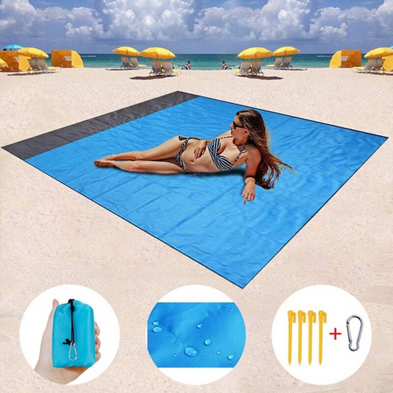 Manta de playa de bolsillo impermeable, colchoneta de acampada plegable, colchón ligero portátil, esterilla de pícnic al aire libre, playa de arena, 2x2,1 m