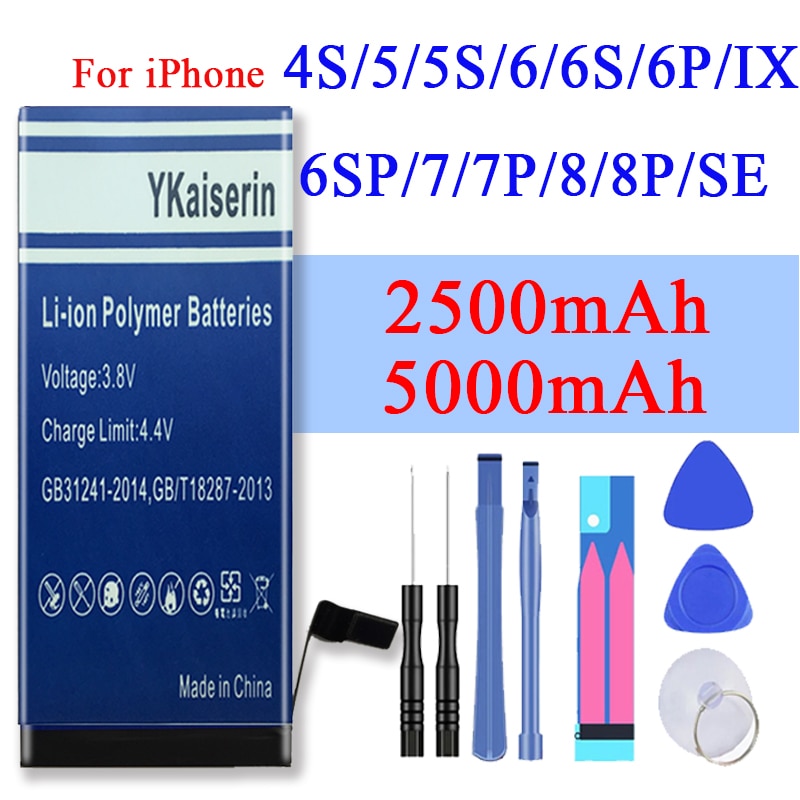 Ad alta Capacità Della Batteria Del Telefono Mobile Per Il IPhone 4 4s 6s 6 7 8 6S/6/7/8 più di X Batteria di Ricambio Per Apple 5 5S 5C Se + Codice Binario