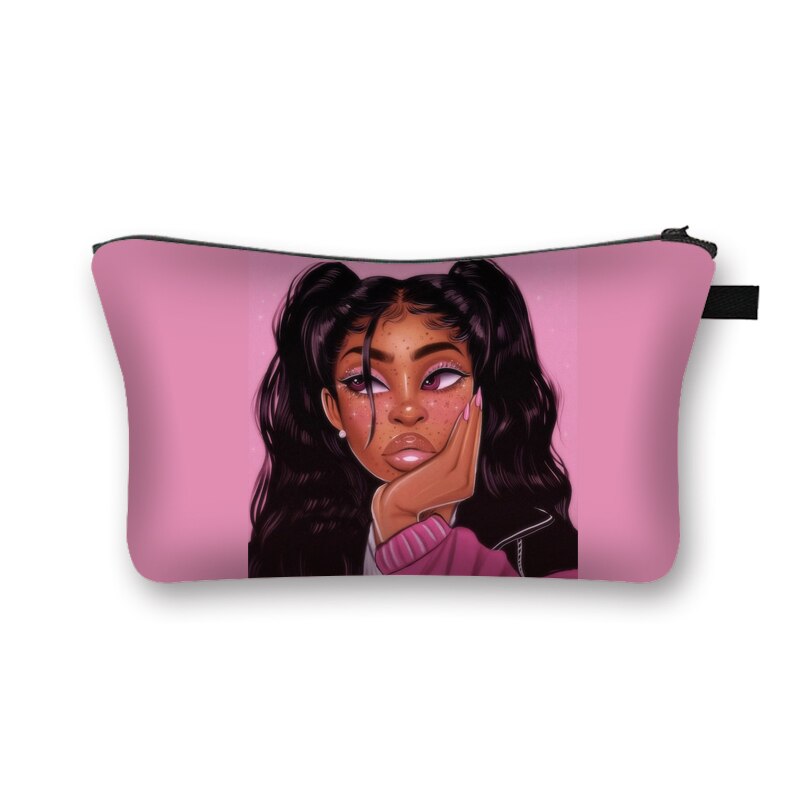 Dio Dice Che Sono di Colore Nero Sacchetti Cosmetici Afro Donne Sacchetti di Trucco Nero È Bello Delle Signore Caso Cosmetico Ragazze Organizzatori Bag: hzbafro03