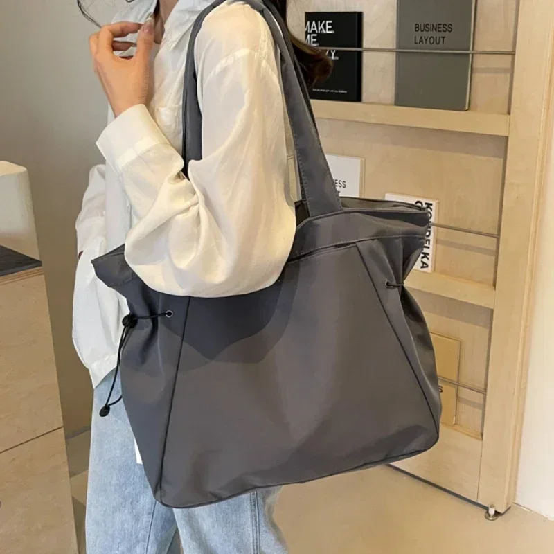 Bolso de mano informal de gran capacidad para mujer, bolso de viaje sencillo, bolso de hombro grande, bolsos estéticos, bolso de mano con cordón
