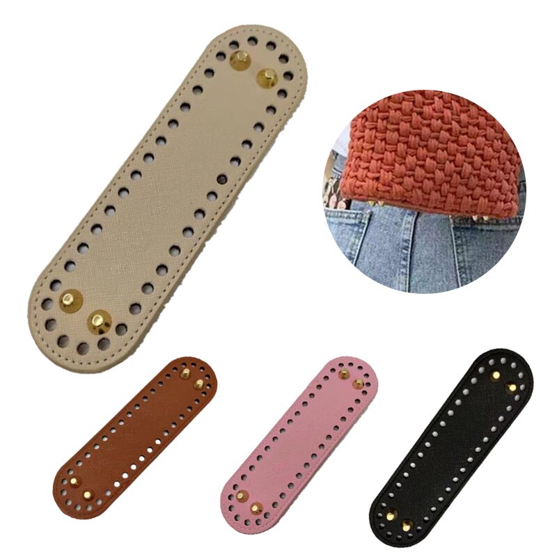 18*5cm Oval Long Bottom for Knitted Bag PU leather Bag Accessories Handmade Bottom With 38 holes DIY Crochet Bag Bottom