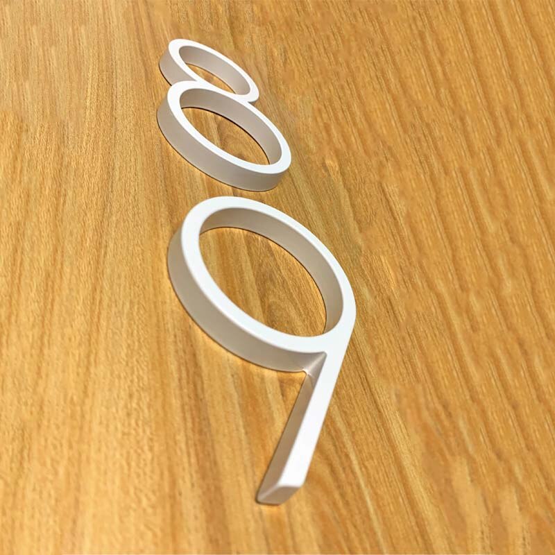 125mm White Floating House Numbers Doorplate Letters Metal Address Sign Plate Outdoor Street Door Plaque Number For Home Mailbox