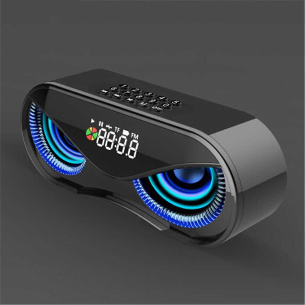 M6 auto bluetooth speakers led flash draadloze luidspreker fm radio wekker tf kaart u disk handsfree bellen bas luidspreker: Zwart