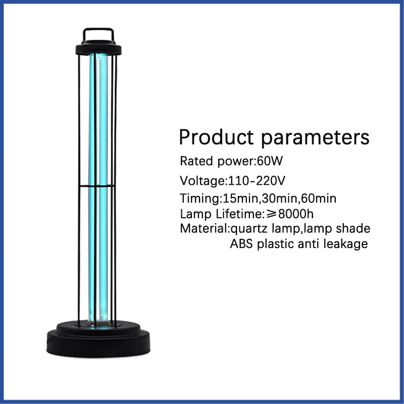 60W Quartz Lamp Sanitizing UVC Disinfection Ultraviolet Sterilizer Germicidal Sterilizing Lights 110V 220V UV for Classroom