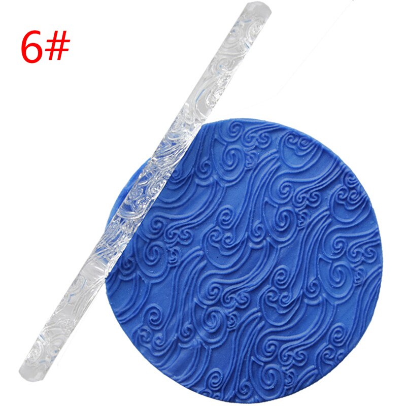 Textured Embossing Rolling Pin Fondant Cake Roller Bakeware Tools Decorating Pastry Tools Cup Top Non-stick Rolling Pin: 6