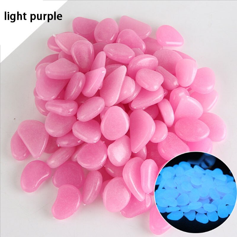 Garden Decoration 50Pcs Glow Stone for Jardin Garden Pebbles Glow Stones Rocks for Park Path Patio Lawn Decor Luminous Stones: Light Purple
