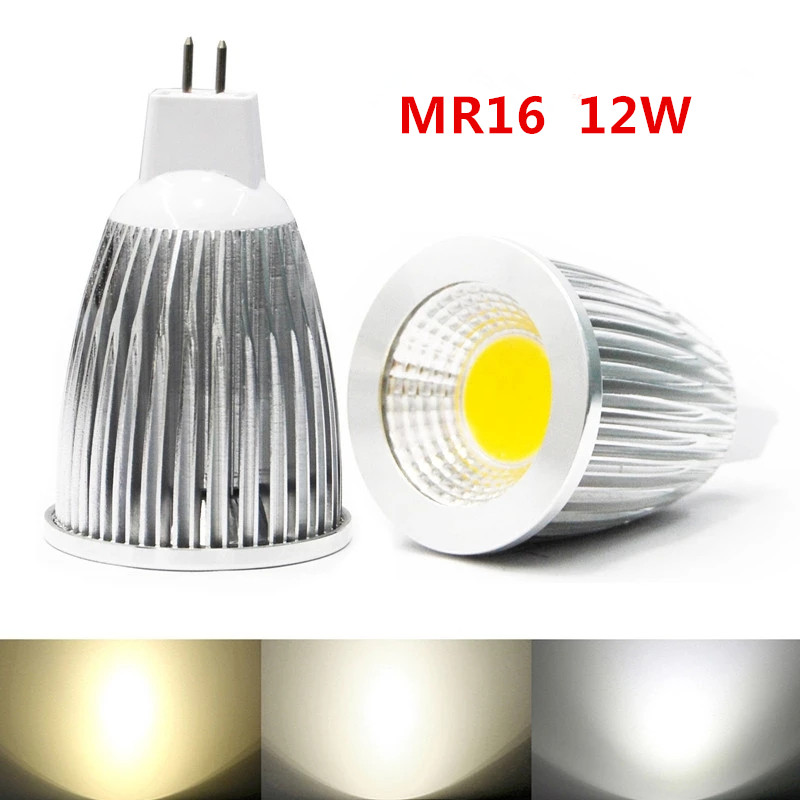 Nueva Lampada Led de alta potencia MR16 GU5.3 COB 6w 9w 12w foco Led Cob regulable blanco frío cálido MR16 12V bombilla GU 5,3 220V