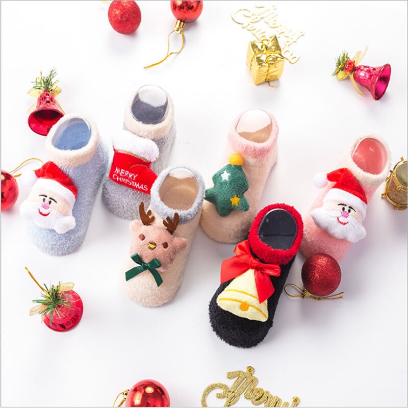 1 Paar Baby Kids Sokken Casual Winter Kerst Sokken David &#39;S Herten Sokken Katoen Cartoon Warm Houden Meisjes Jongens Sokken kerstcadeau