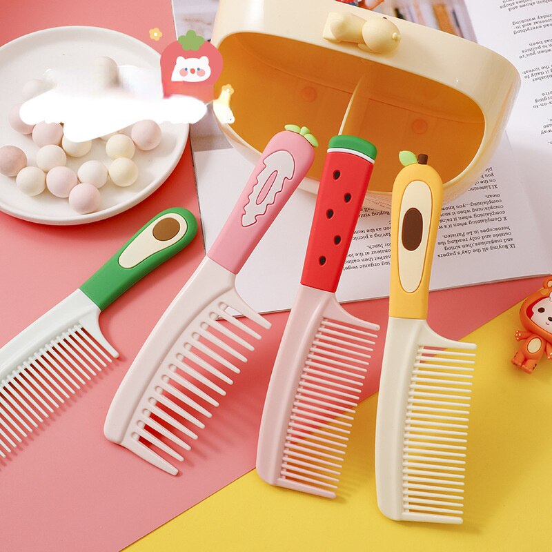 Neue Nette Obst Griff Friseur Kamm Anti-statische Süssigkeit Farbe Hohe Haar Cmb für Mädchen Frauen freundlicher haar Kamm