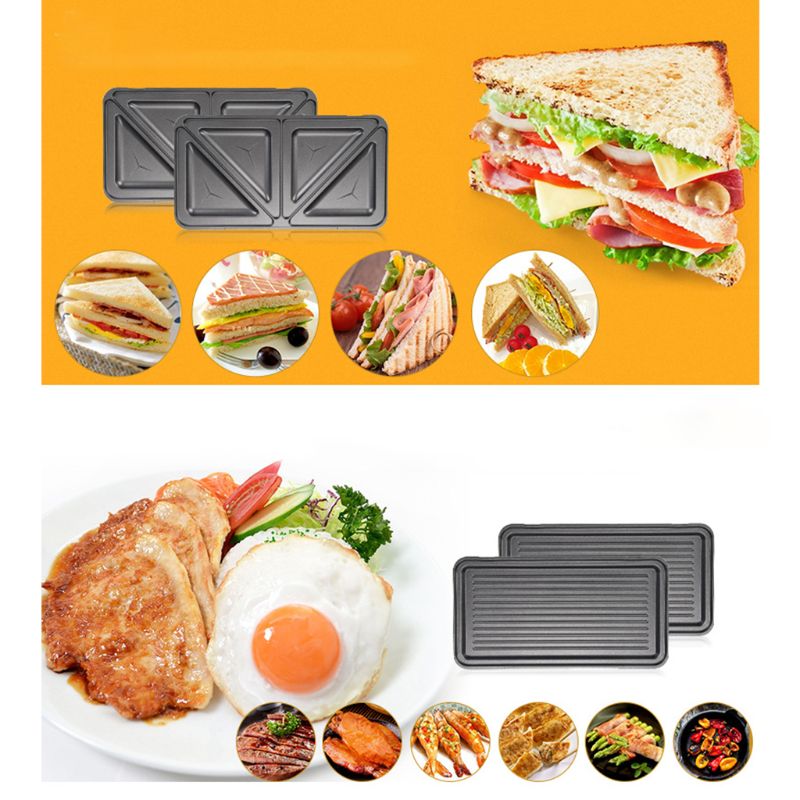 3-In-1 Afneembare Wafelijzer Sandwich Grill Non-stick Coating Led Indicator