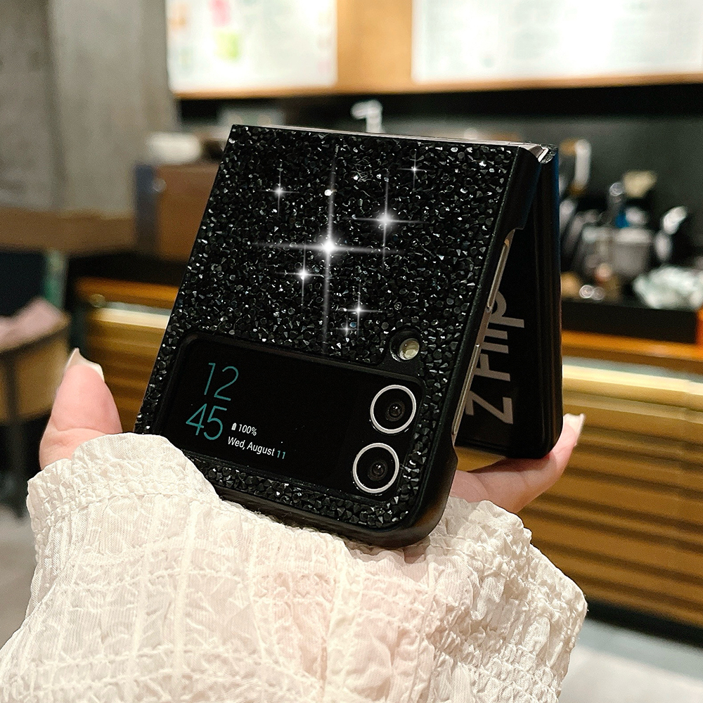 Funda de teléfono de lujo con diamantes de imitación y diamantes de imitación para Samsung Galaxy Z Flip 6 5 4 3 5G, funda suave ultrafina con protección a prueba de golpes