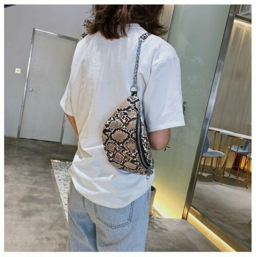 Slangenleren schoudertassen voor dames, taillekettingtassen voor dames, pu-leren casual crossbodytassen