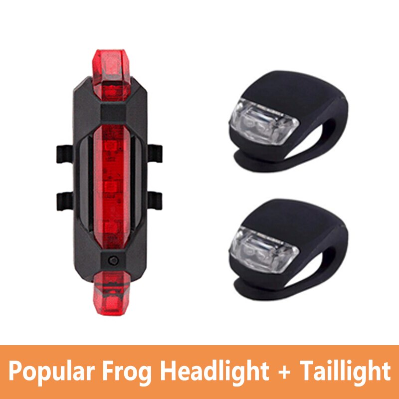 Waterproof Bike Silicone Frog Light 3Model Bicycle Front Lamp Headlight Rear Tail Lights Safety Warning Flashlight Cycling Light: set04