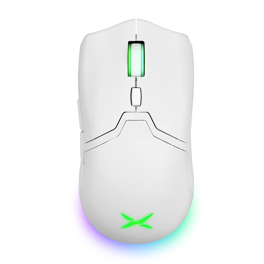 Delux M800 PAW3395 bezprzewodowa mysz do gier światło RGB 26000 DPI przewodowa programowalna ergonomiczna mysz z akumulatorem do komputera Laptop Gamer: WHITE