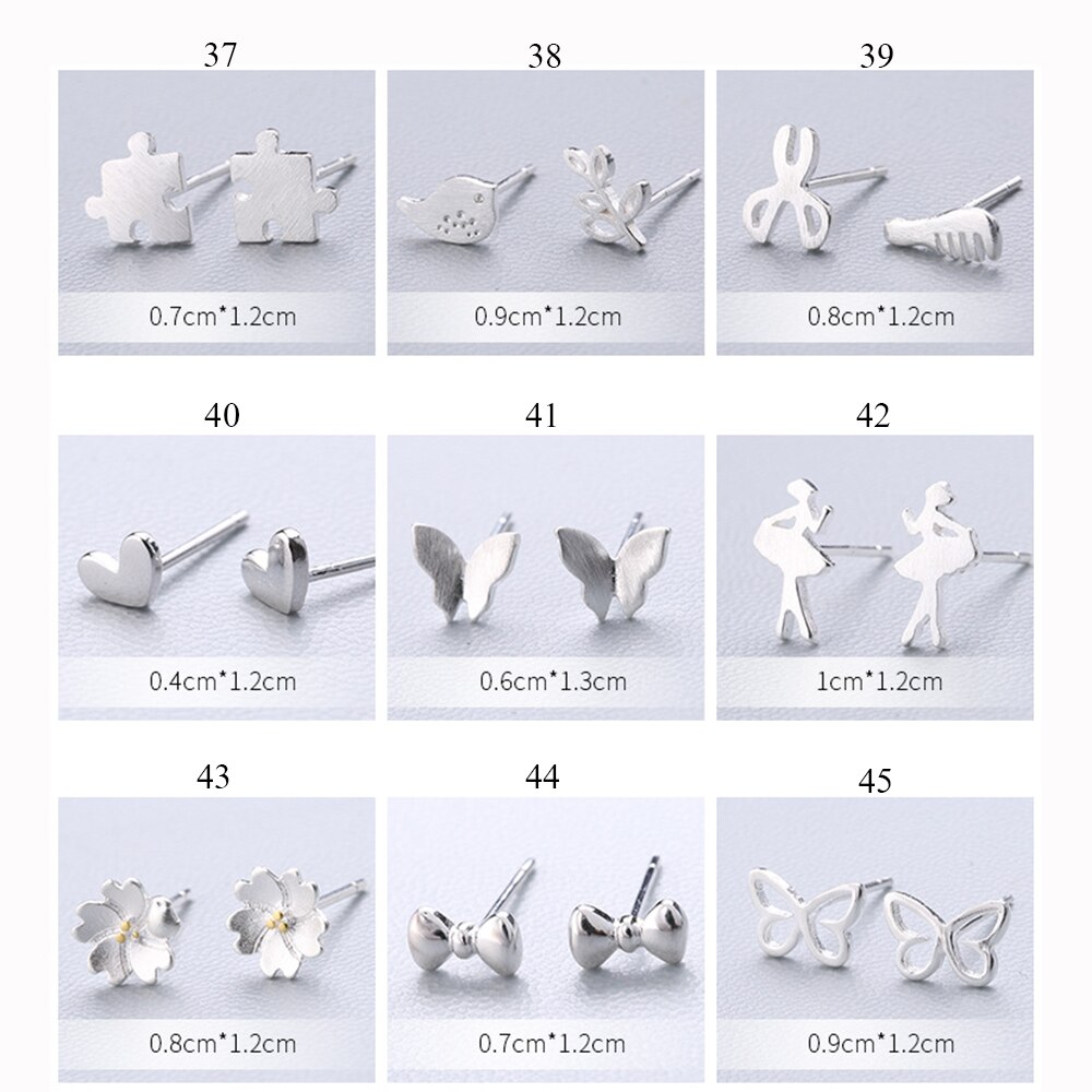 XIYANIKE Vendita Calda Animale Sveglio Orecchini Con Perno 925 Sterling Silver Ear Ago Semplice di Modo di Geometria Orecchini Per Le Donne Regalo 37-54