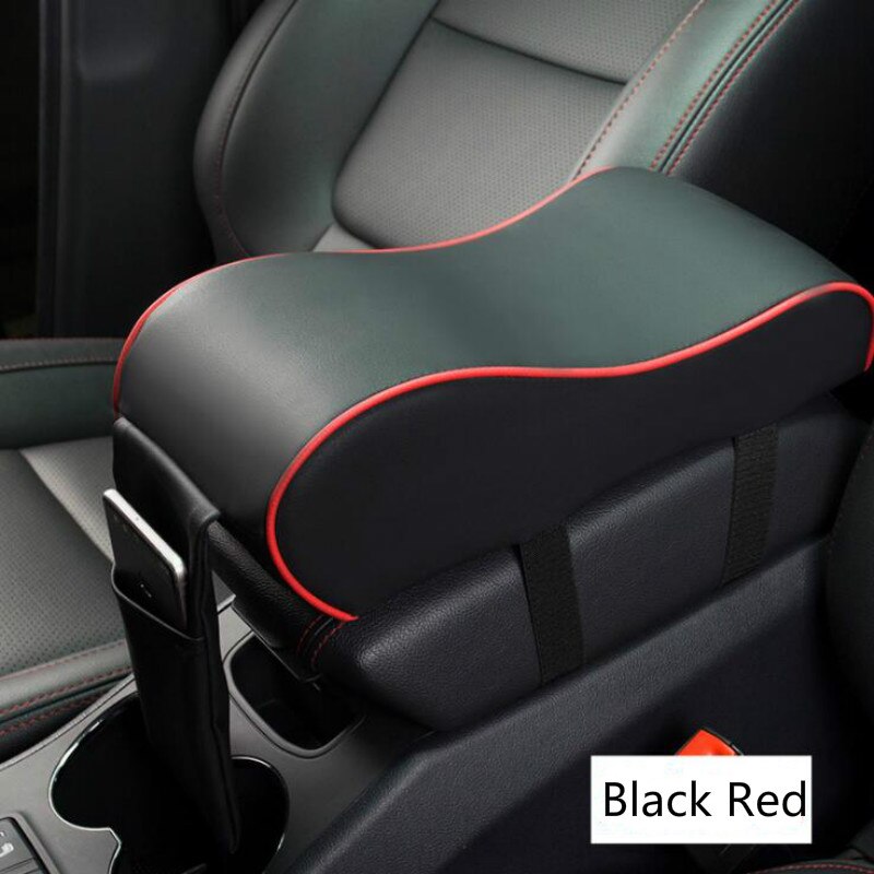 Coussin d'accoudoir Central de voiture en cuir noir, repose-bras de Console centrale automatique, boîte de siège, tapis de coussin, housse d'oreiller, style de protection du véhicule: Black Red