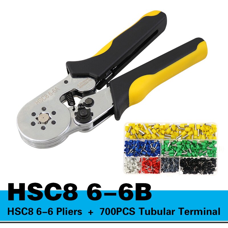 Krimpning miniverktyg kabelpresstång hsc 8 6-6 klämma trådavdragare avbitare tångsats elektriskt uttag krimpverktyg: Hsc 8 6-6b och 700