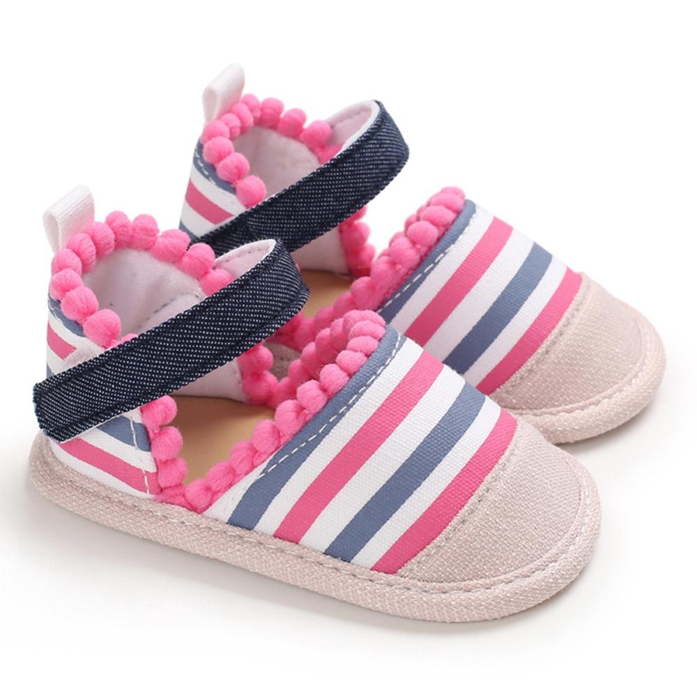 Sommer Baby Mädchen Baumwolle Stoff Atmungsaktiv Anti-Slip Gestreiften Sandalen: A / S 1