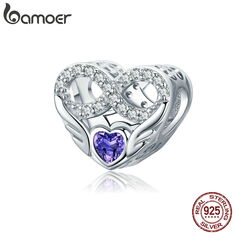 Bamoer prata 925 a céu aberto coração-forma charme para mulheres originais pulseira & pulseira amante presentes moda jóias acessórios bsc161