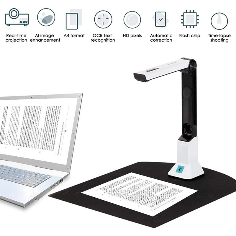 Portable High-Definition Scanner, Document Camera with Real-Time Projection Video Recording Function, A4 Scanner