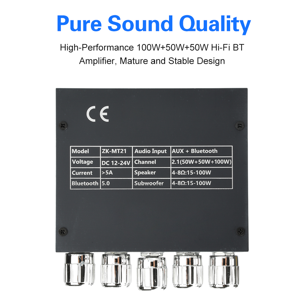 Płyta Wzmacniacza Audio 2.1 Kanały BT 5.0 OCCKIC ZK-MT21 100W+50W+50W Subwoofer AUX