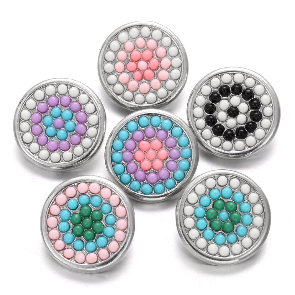 6 stks/partij Snap Sieraden DIY Crystal Rhinestone 18mm Bloem Snap Knoppen Fit 18mm Snap Armbanden Bangles Vrouwen knop Sieraden: 20