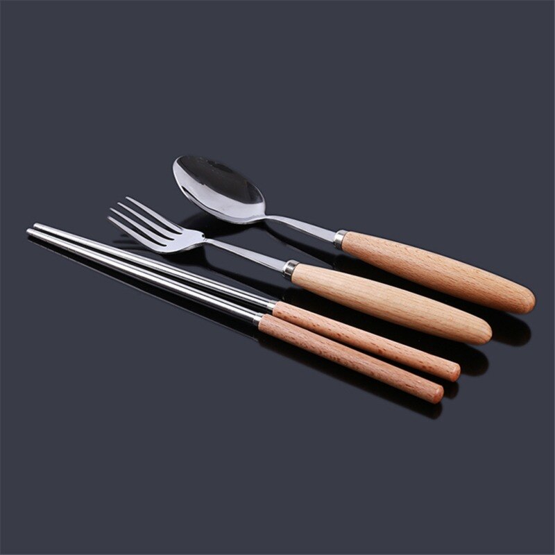 Luxe Bestekset Rvs Bestek Houten Handvat Servies Thuis Party Servies Mes Vork Lepel Pack