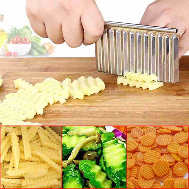 Stal nierdzewna falisty nóż robić krojenia ziemniaków nóż francuski obierak warzyw przyrząd kuchenny smażyć wiertła frytki ziemniak T3N9