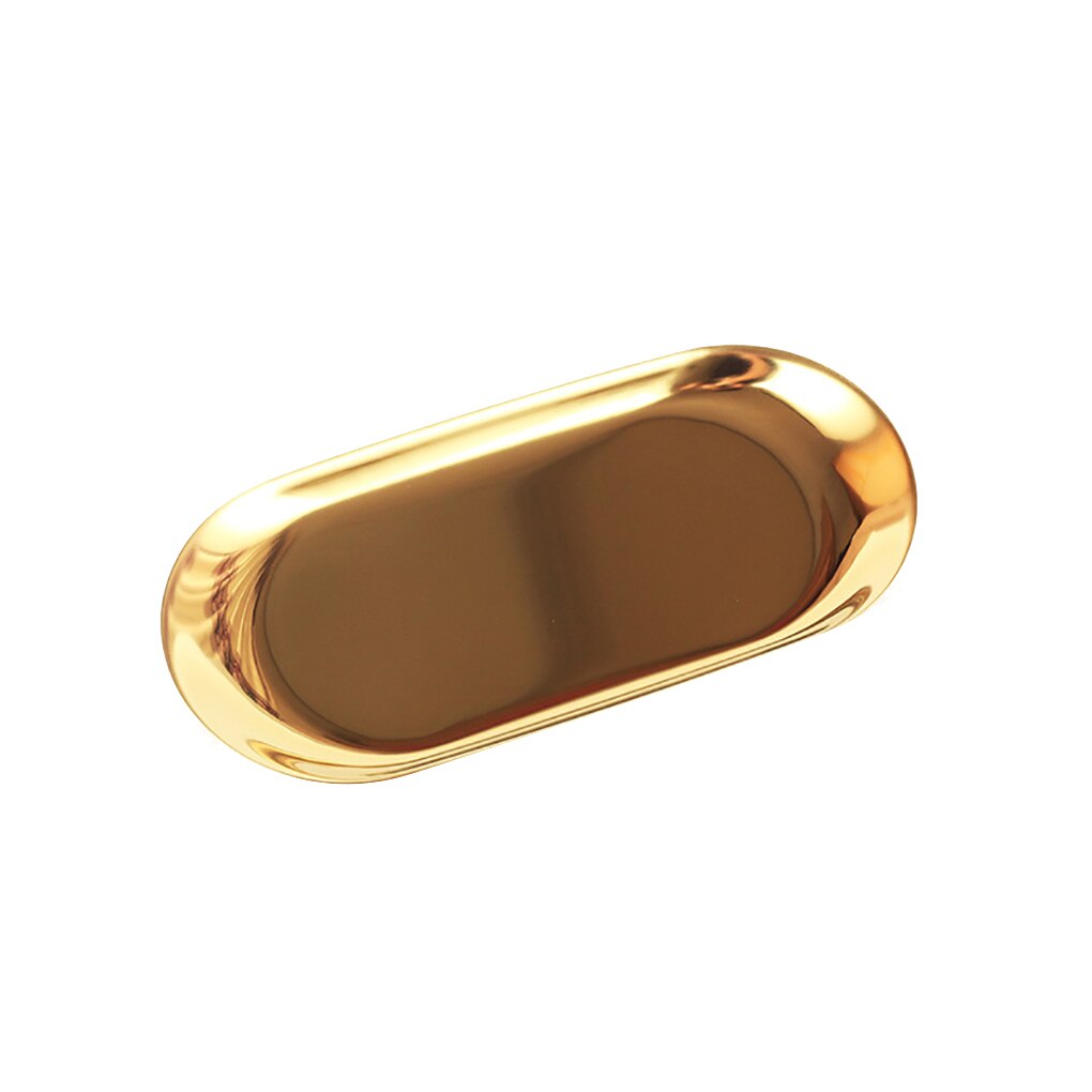 Metal Storage Tray Towel Plate Oval Stainless Steel Jewelry Tray Small Items Dessert Dish Plate Decorative Article: 1 / 180 x 80mm