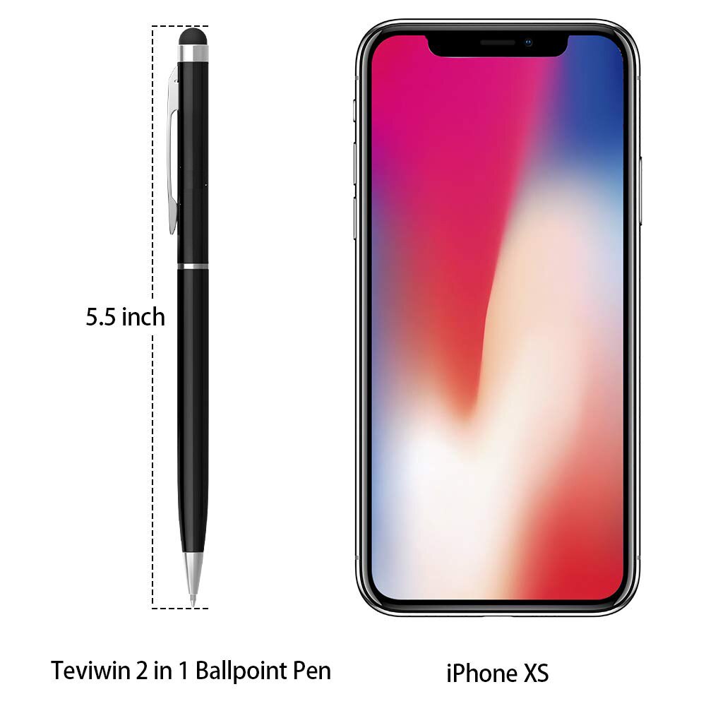 10pcs/set Universal 2 in 1 Metal Stylus Pens with Ballpoint Pens Touch Screen Stylo for All Capacitive Screen For