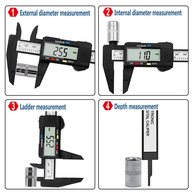3-piece Set Digital Caliper Level and Angle Ruler Height Ruler Depth Ruler Multi-function Measuring Tool Woodworking Tool