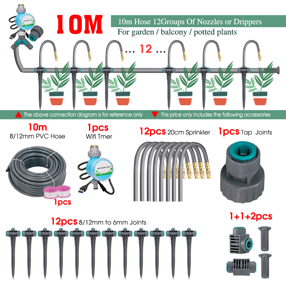 Hage 20-50cm fleksible dyser tåkespray vanningssystem for potteplanter 17.5cm- stavs sprinkler automatisk kjøle- og vanningssett