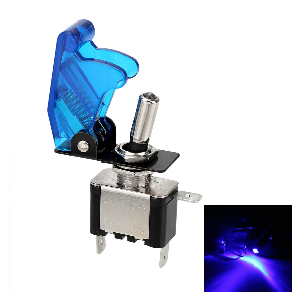 Leepee 12v 20a med beskyttelsesdeksel spst vippebryter ledd bryter kontroll på / av vippebryter bil auto deksel ledet lys: Blå