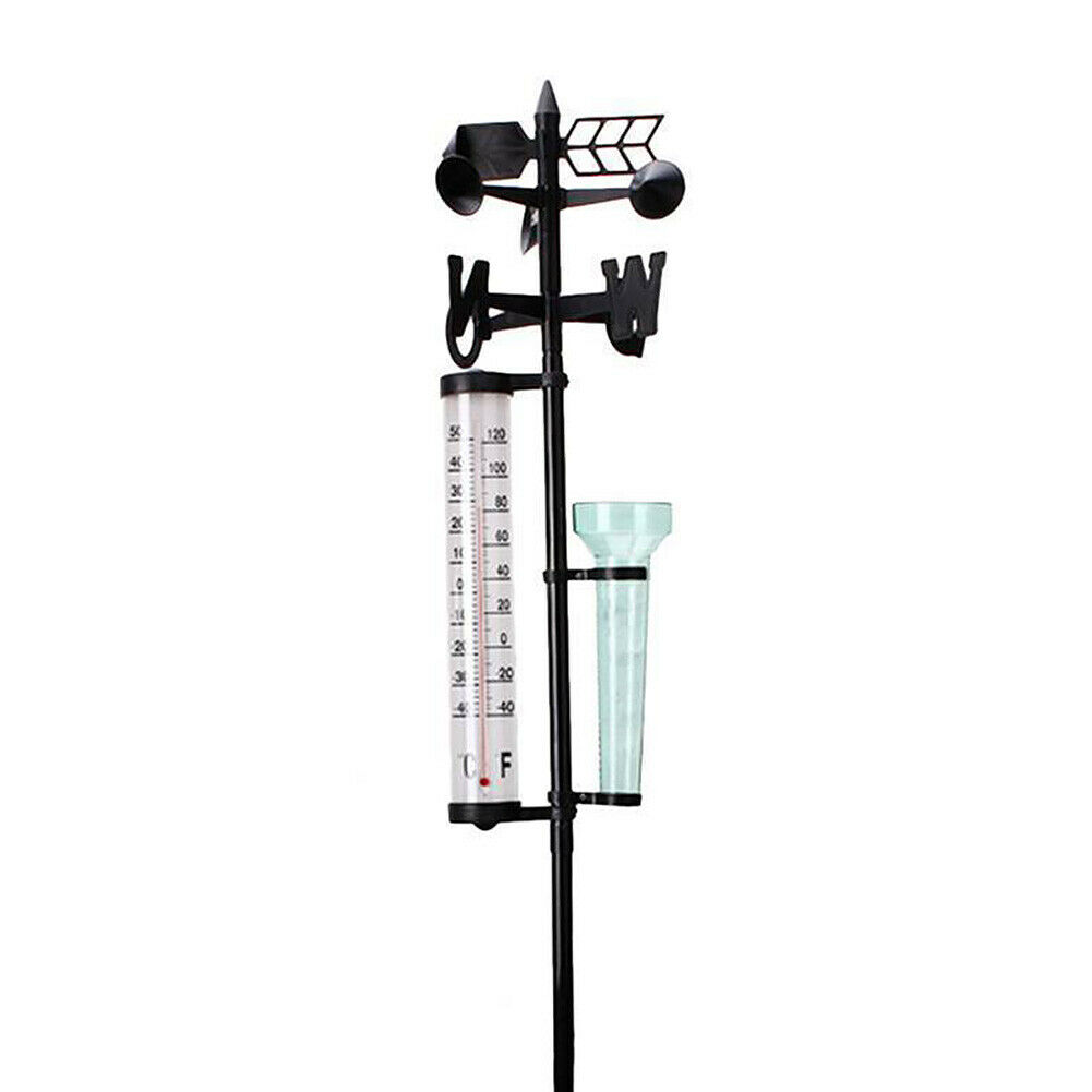 Garden Outdoor Weather Station Meteorological Measurer Vanes Tool Wind Rain Gauge Thermometer _WK