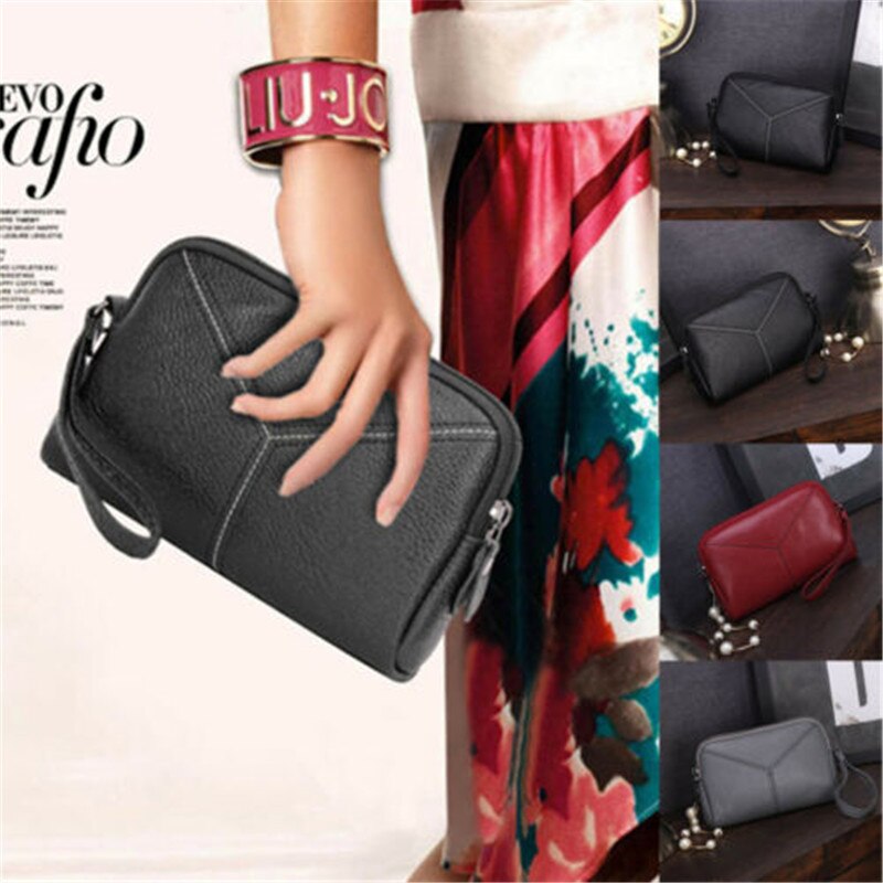 Dames lange portemonnee leren portemonnee telefoon tas rits kaarthouder handtas clutch