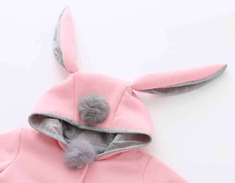 Schattige Konijn Oor Hooded Meisjes Jas Lente Top Herfst Winter Warme Jas Kinderen Bovenkleding Kinderkleding Baby Tops Meisje jassen