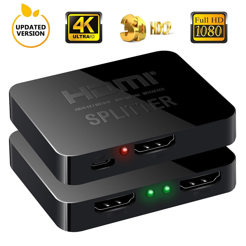 4K HDMI Splitter 1 Ingang 2 Uitgang HDMI Splitter Switcher Box Hub Ondersteuning 4K X 2K 3D 2160p1080p voor XBOX360 PS3/4/5