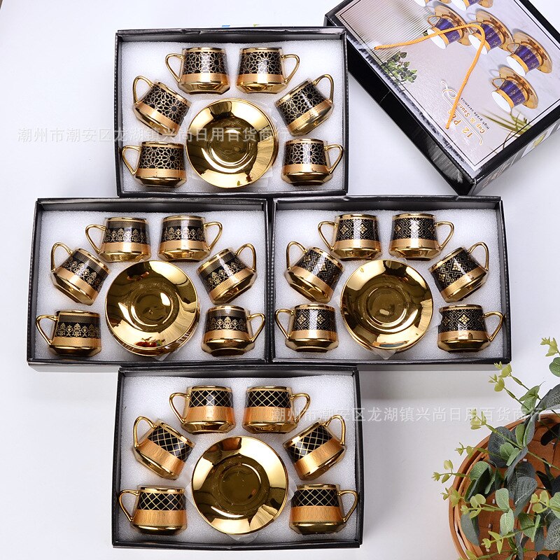 6 cups and 6 plates of ceramic cups box set European-style coffee cup hand-holding ceremony opening ceremony: Section B