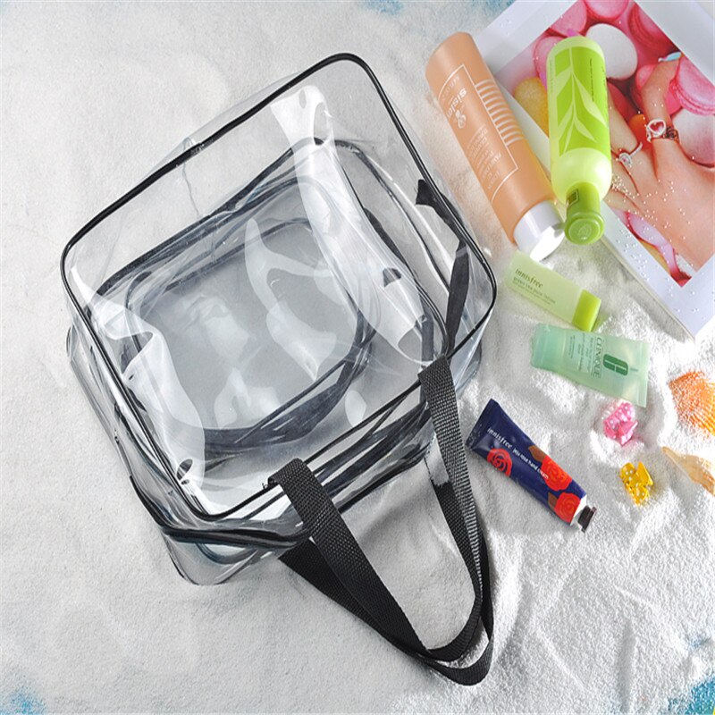 Neceser de PVC impermeable para mujer, estuche de maquillaje transparente de viaje, organizador de limpieza y belleza, artículos de tocador de baño,
