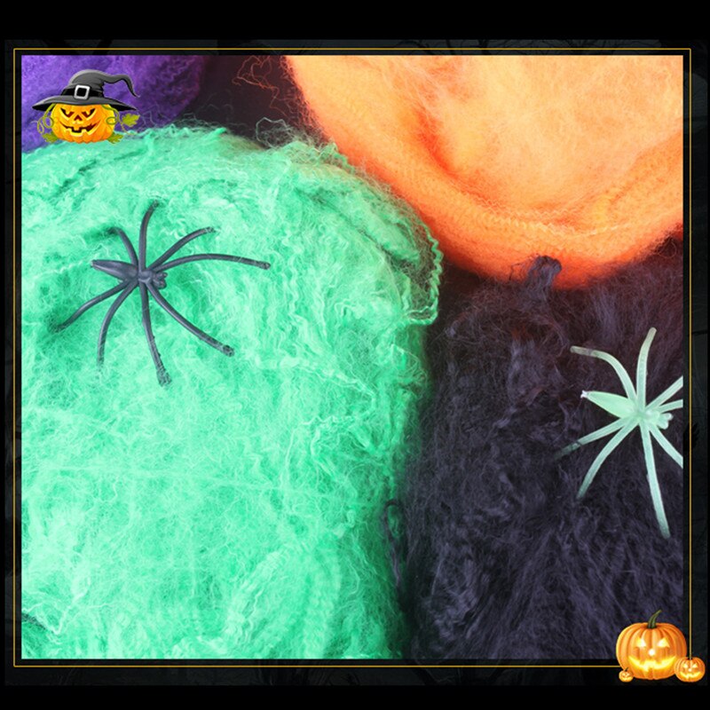 Halloween Scary Party Scene Props pider Silky Cotton Web Cobweb Horror Halloween Bar Haunted House Decor