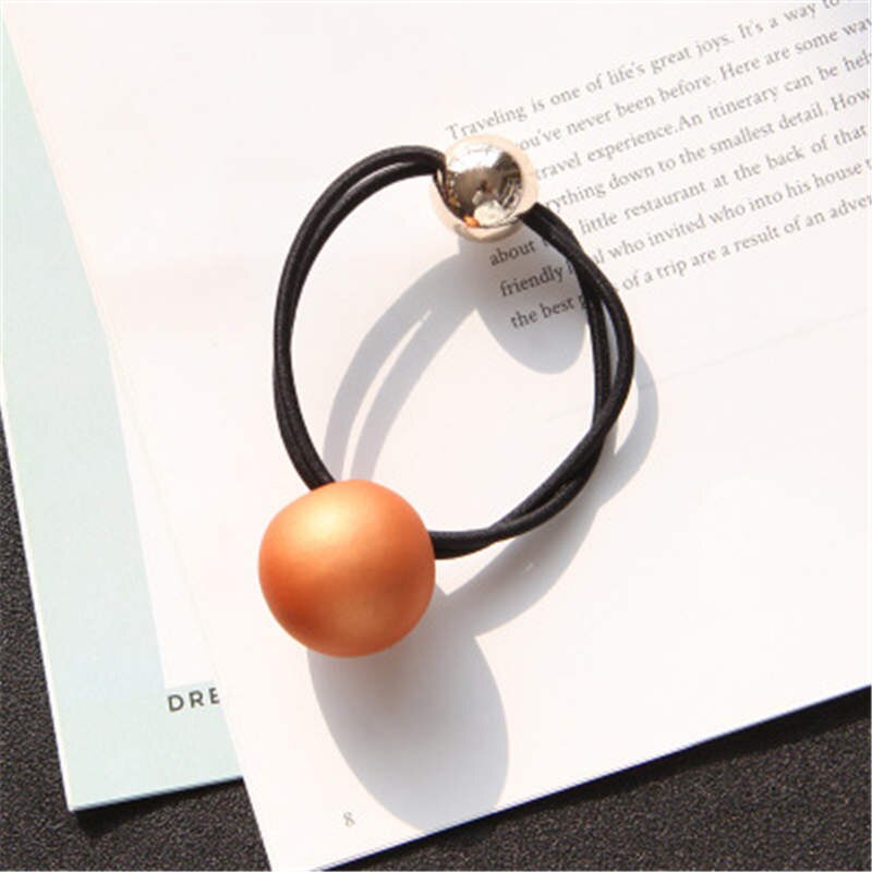 Style coréen gommage métal grosses perles cheveux corde boule bande de caoutchouc anneau de cheveux accessoires de cheveux simple cheveux braiders: Orange