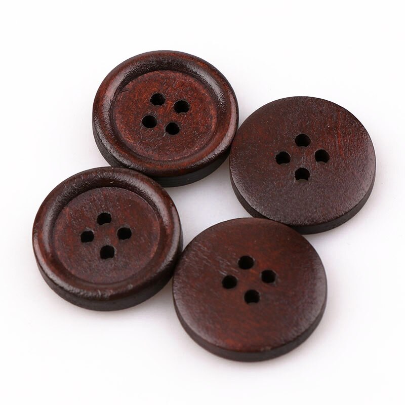 Naaien Accessoires Dark Koffie Houten Knopen Naaien Scrapbooking 4 Gaten Ronde Bruin 18Mm 50Pcs Voor Kleding