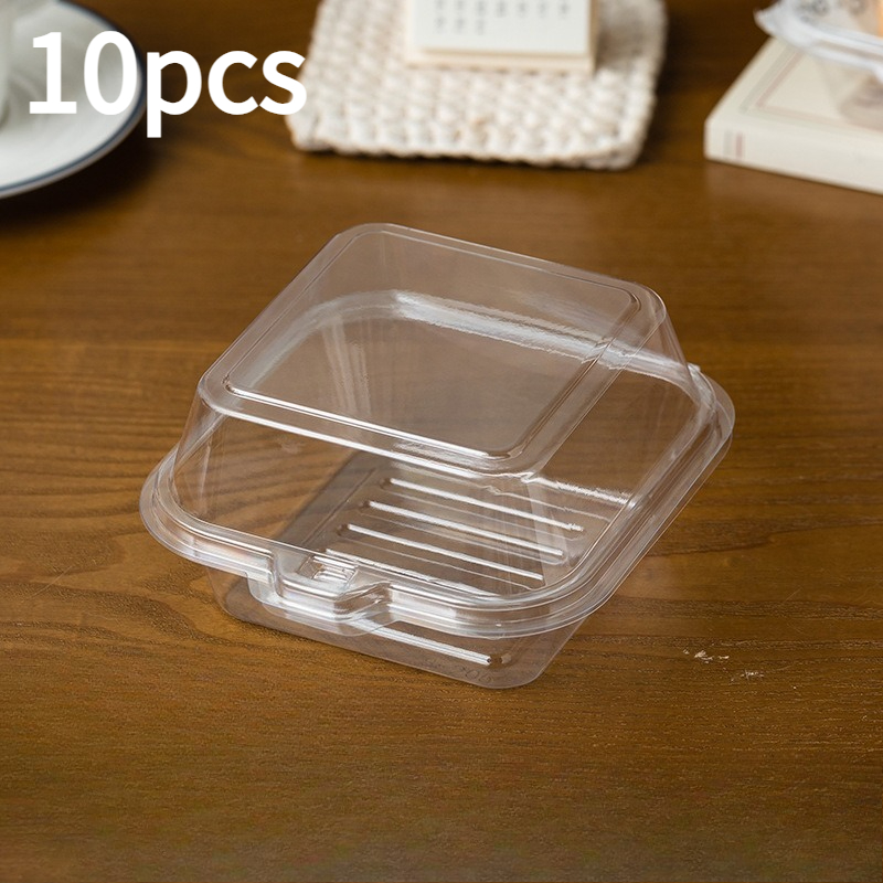 10 stuks robuuste plastic food-grade hamburgerdozen met flip-top deksel - herbruikbare hamburgercontainers geschikt voor restaurants: Default Title