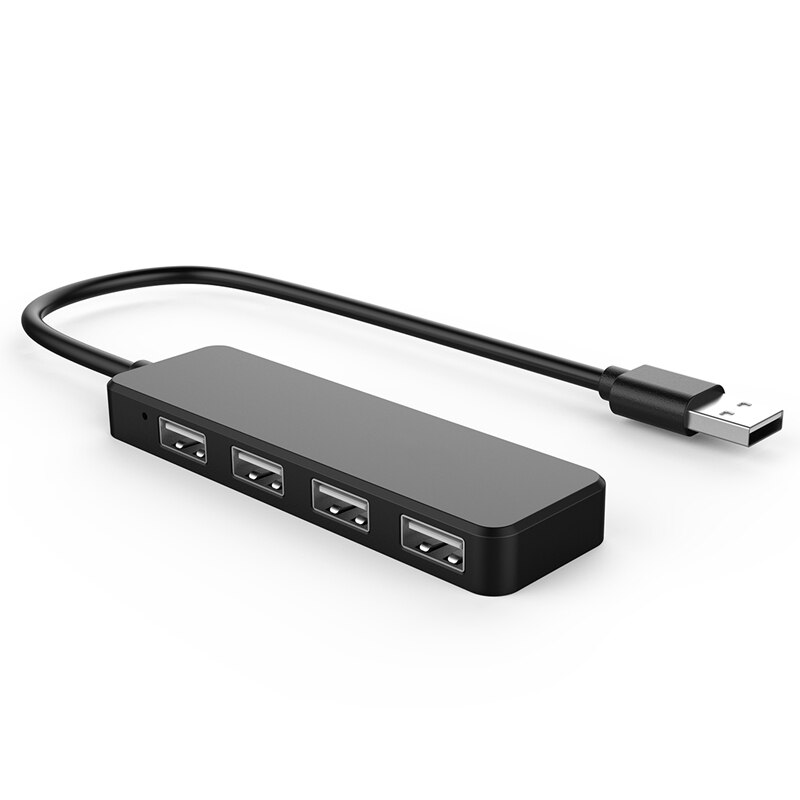 Ultra slim usb hub 4- port usb 2.0 hub sort & usb 2.0 a han til en kvindelig forlængerledning ledningsforlænger til pc laptop sort