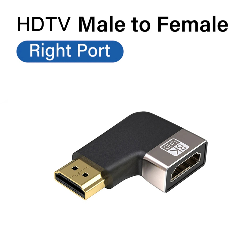 Mini adaptateur de câble de connecteur HDTV 2.1, 8K, 60HZ degrés, convertisseur mâle à femelle, Extension de câble HDTV pour TV, ordinateur portable, Monito PC: Bleu