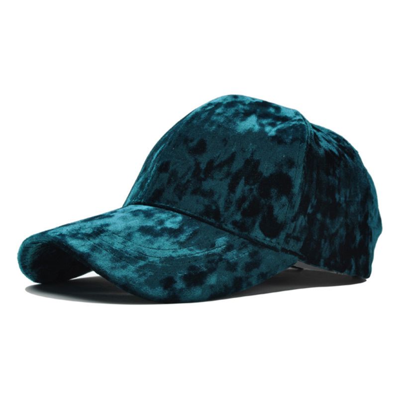 Women Men Winter Faux Velvet Baseball Cap Shiny Solid Color Hip Hop Snapback Hat 28GD: Green