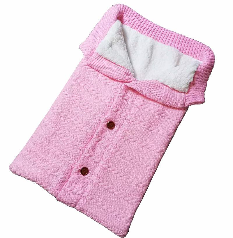 Invierno espesamiento al aire libre bebé saco de dormir espesamiento de lana de punto bebé saco de dormir Plushing: pink